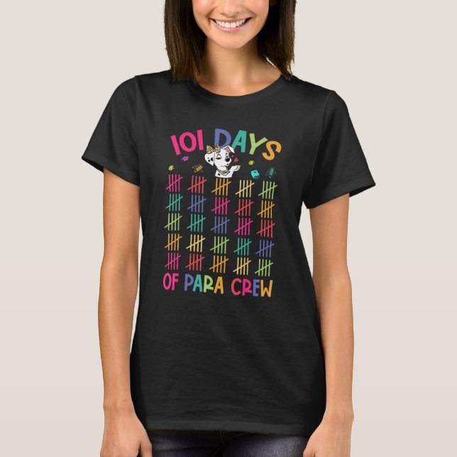 Happy 101 Days School Para Crew Dog 100th Days Sma T-Shirt (Front)