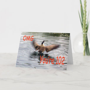 Happy 102nd Birthday Goose flapping Card