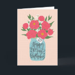 Happy 102nd Birthday Wife with Mason Jar of Flower Card<br><div class="desc">A mason jar filled with a gorgeous bunch of peonies and white flowers with the hand lettered words 'For my wife' on the tag and 'Happy 102nd Birthday' on the mason jar. The perfect birthday card to celebrate your wife's birthday! © Ness Nordberg</div>