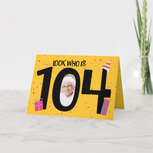 Happy 104th Birthday Big 104 Picture Frame Holiday Card