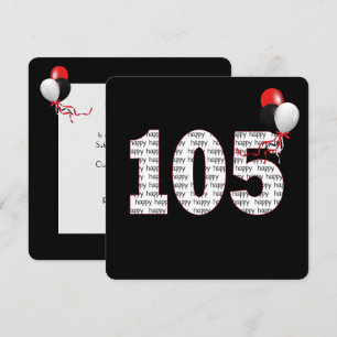 Happy 105th Birthday On Black Invitation