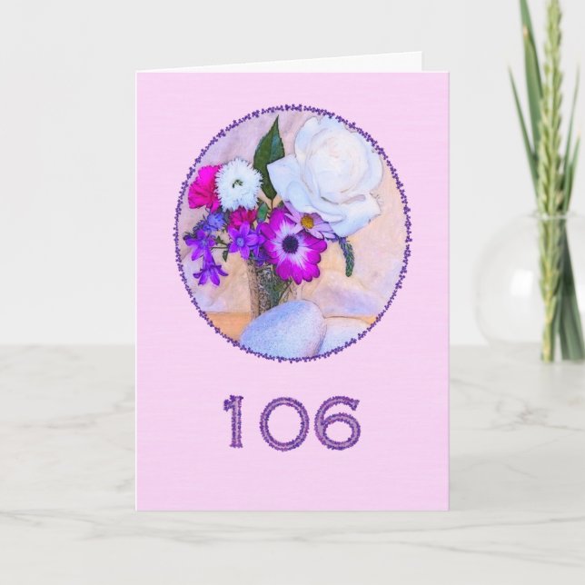 Happy 106th birthday with a flower painting card (Front)