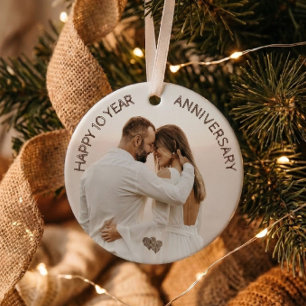 Happy 10 Years Anniversary Custom Metal Tree Decoration