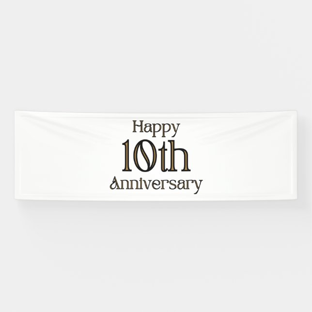 Happy 10th Anniversary 2.5x8 Vinyl Banner (Horizontal)