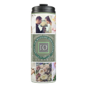 "Happy 10th Anniversary"6 photos Tin color Thermal Tumbler