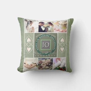 "Happy 10th Anniversary"6 photos Tin colour Cushion