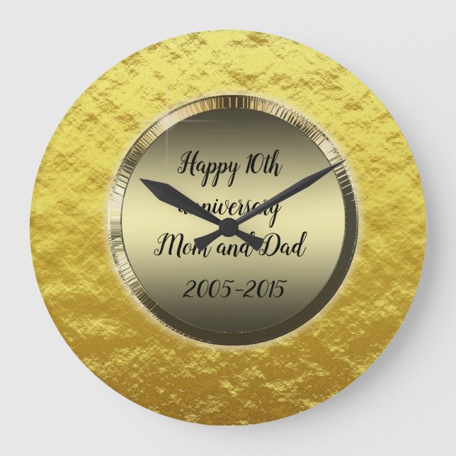 Happy 10th anniversary Mum and Dad Large Clock (Front)
