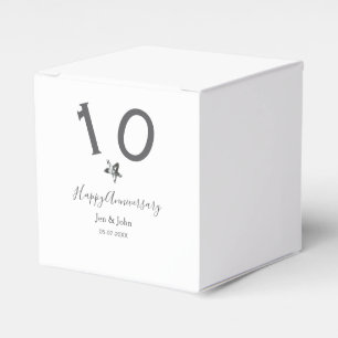 Happy 10th anniversary name date grey metal star b favour box