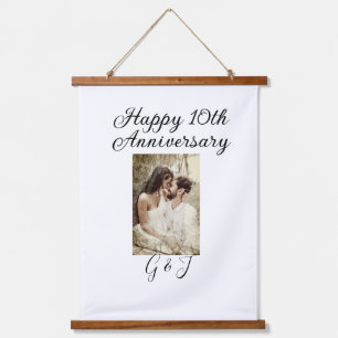 Happy 10th anniversary photo couple name letter hanging tapestry