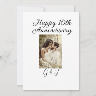 Happy 10th anniversary photo couple name letter invitation