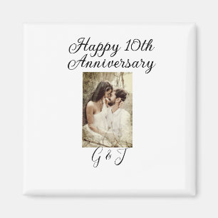 Happy 10th anniversary photo couple name letter magnet