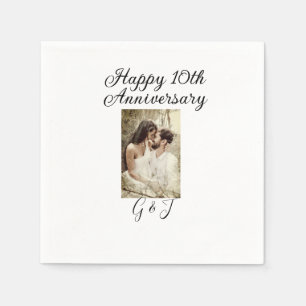 Happy 10th anniversary photo couple name letter napkin