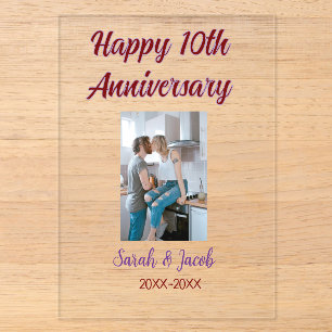 Happy 10th anniversary photo wedding couple name d acrylic invitations