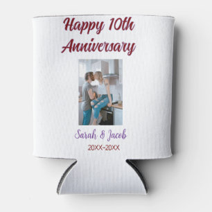 Happy 10th anniversary photo wedding couple name d can cooler
