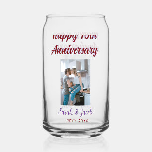 Happy 10th anniversary photo wedding couple name d can glass
