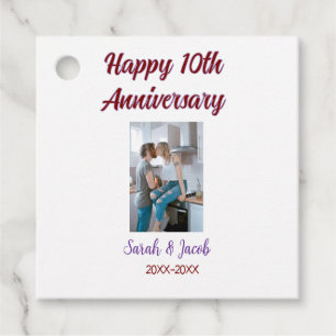 Happy 10th anniversary photo wedding couple name d favour tags