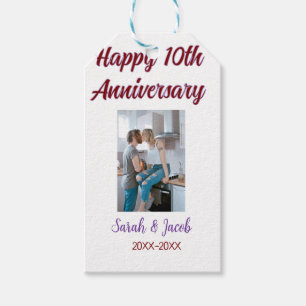 Happy 10th anniversary photo wedding couple name d gift tags