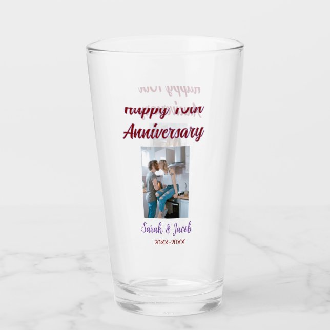 Happy 10th anniversary photo wedding couple name d glass (Front)
