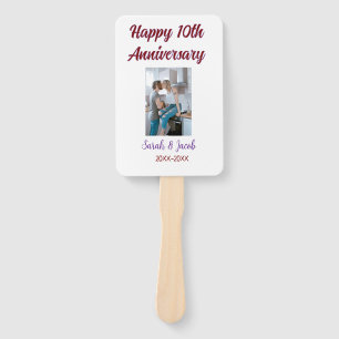 Happy 10th anniversary photo wedding couple name d hand fan