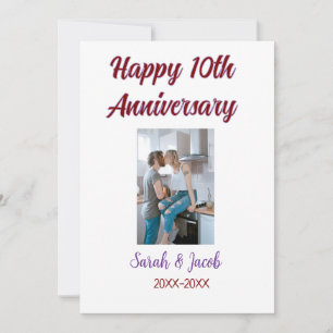 Happy 10th anniversary photo wedding couple name d invitation