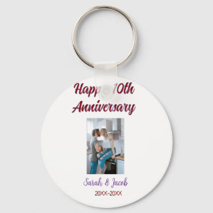Happy 10th anniversary photo wedding couple name d key ring