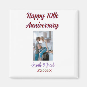 Happy 10th anniversary photo wedding couple name d magnet