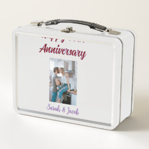 Happy 10th anniversary photo wedding couple name d metal lunch box