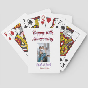 Happy 10th anniversary photo wedding couple name d playing cards