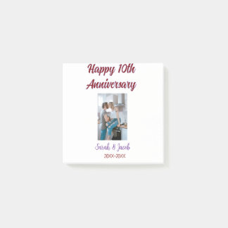 Happy 10th anniversary photo wedding couple name d post-it notes