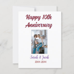 Happy 10th anniversary photo wedding couple name d postcard