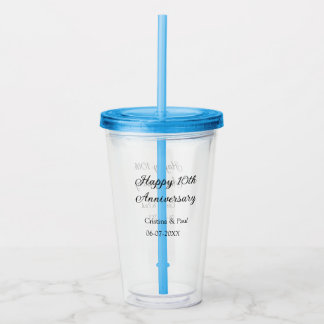 Happy 10th anniversary simple minimal wedding name acrylic tumbler