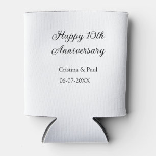 Happy 10th anniversary simple minimal wedding name can cooler