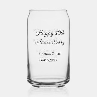 Happy 10th anniversary simple minimal wedding name can glass