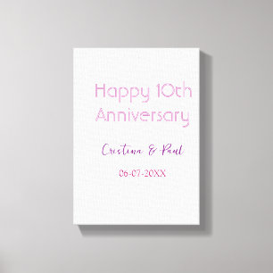 Happy 10th anniversary simple minimal wedding name canvas print