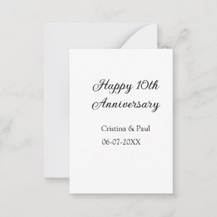 Happy 10th anniversary simple minimal wedding name card