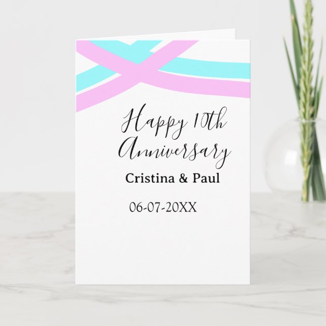 Happy 10th anniversary simple minimal wedding name card (Front)