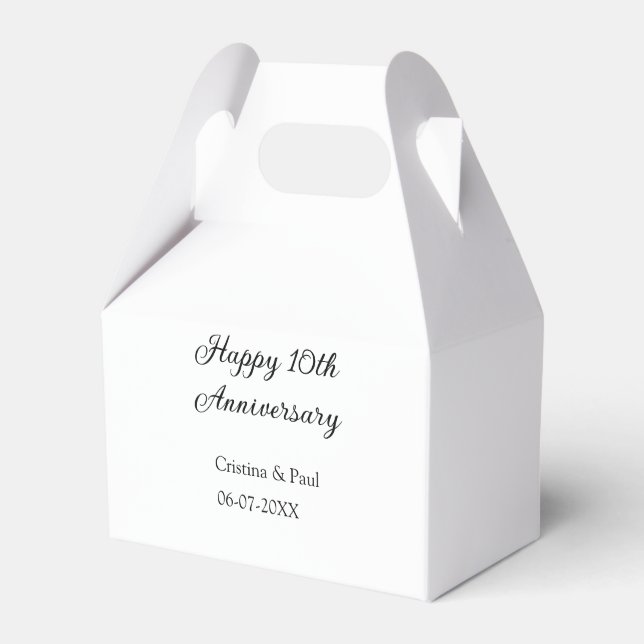 Happy 10th anniversary simple minimal wedding name favour box (Front Side)