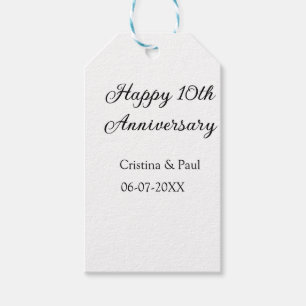 Happy 10th anniversary simple minimal wedding name gift tags