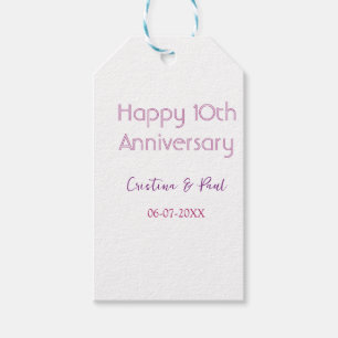 Happy 10th anniversary simple minimal wedding name gift tags