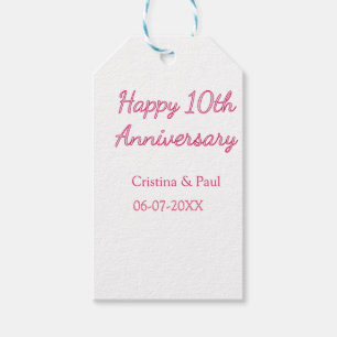 Happy 10th anniversary simple minimal wedding name gift tags
