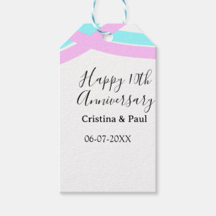 Happy 10th anniversary simple minimal wedding name gift tags