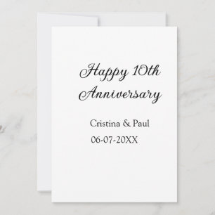 Happy 10th anniversary simple minimal wedding name holiday card