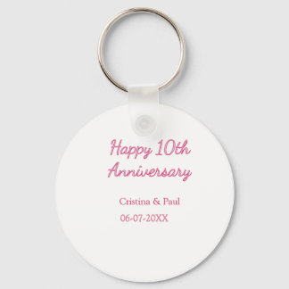 Happy 10th anniversary simple minimal wedding name key ring