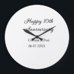 Happy 10th anniversary simple minimal wedding name large clock<br><div class="desc">design</div>