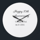 Happy 10th anniversary simple minimal wedding name large clock<br><div class="desc">design</div>