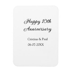 Happy 10th anniversary simple minimal wedding name magnet