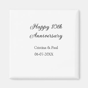 Happy 10th anniversary simple minimal wedding name magnet