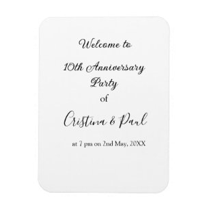 Happy 10th anniversary simple minimal wedding name magnet