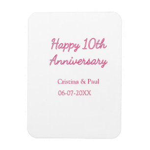 Happy 10th anniversary simple minimal wedding name magnet