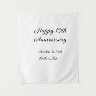 Happy 10th anniversary simple minimal wedding name tapestry